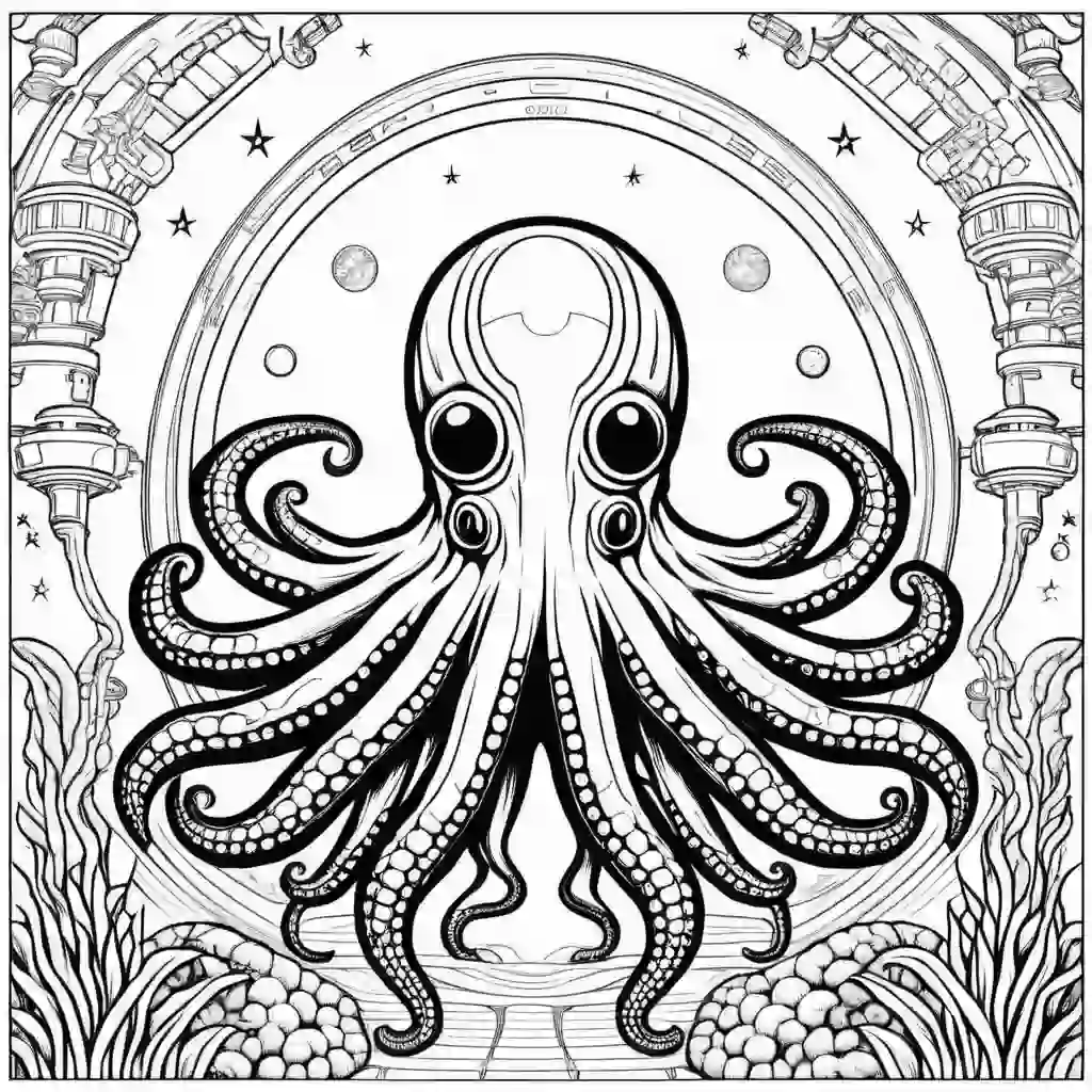 Space Octopus coloring pages